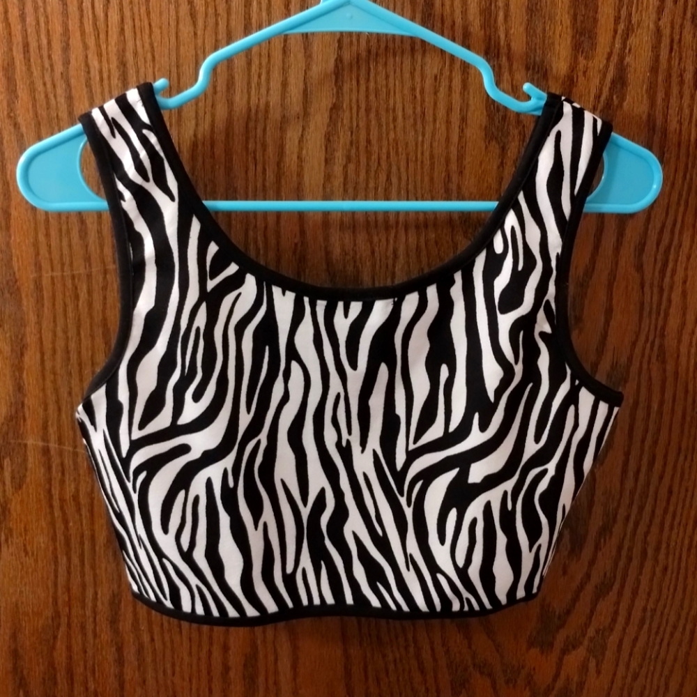 Shein zebra print crop tank top - M